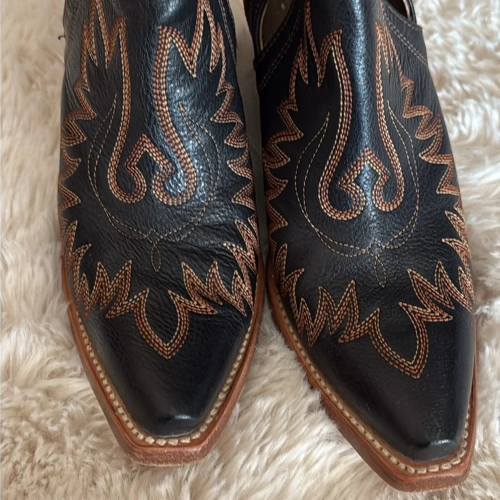 Ariat Black and Brown Embroidered Ankle Boots - Picture 2 of 5